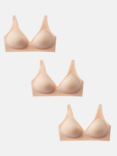 3-Pack Deep V Push-Up Seamless Wireless Jelly Bra